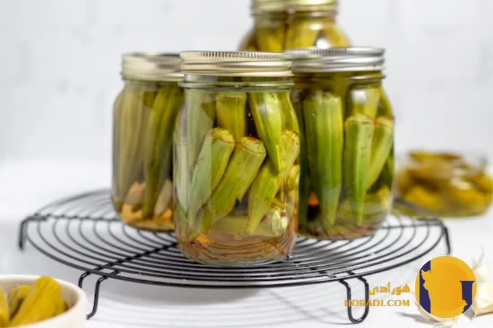 طرز تهیه ترشی بامیه خانم گل آور مرحله به مرحله + سنتی و خوشمزه