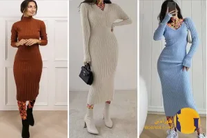 پیراهن های بافتنی بلند زنانه برای روزهای سرد